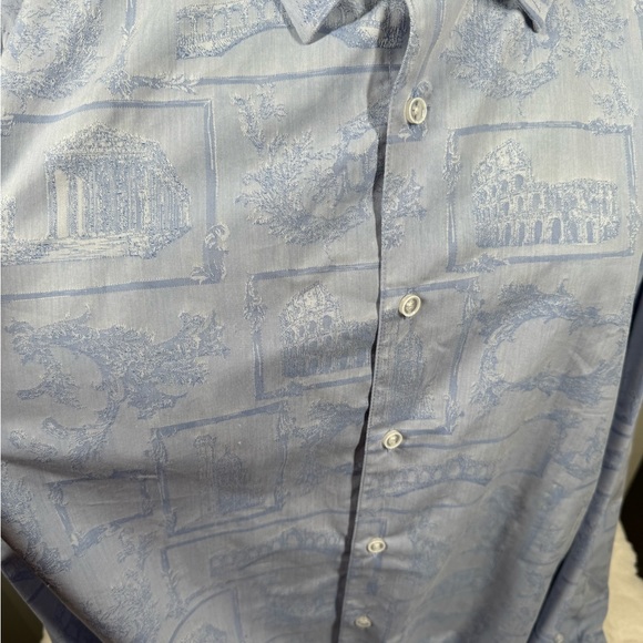 Tasso Elba Mens Tourista Jacquard Regular Fit Button Down Shirt Blue XL - Picture 3 of 8